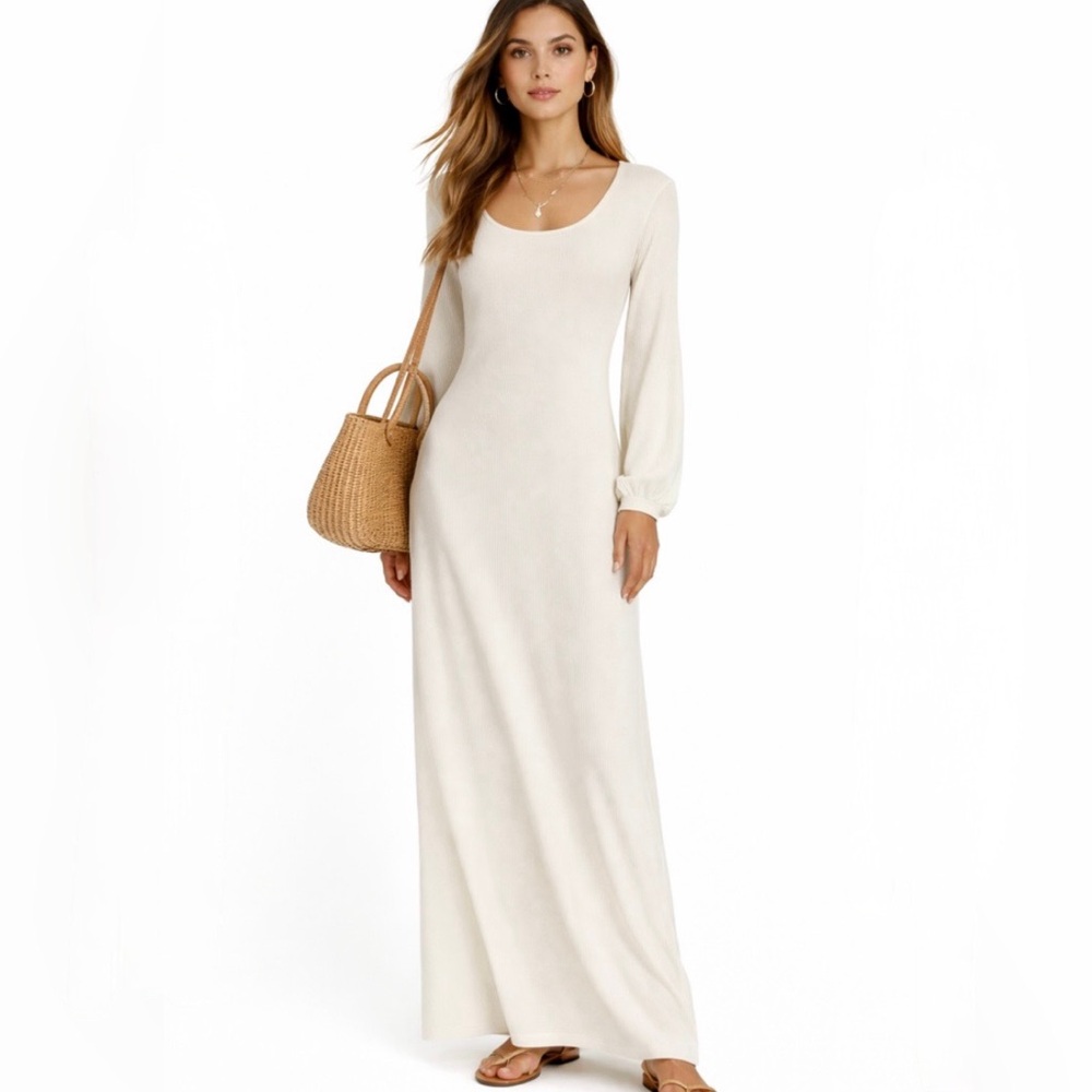 Karyn Coo Argentinian Minimalist Romantic Cream Maxi Dress - Sz 2 (M) 🧡🎀